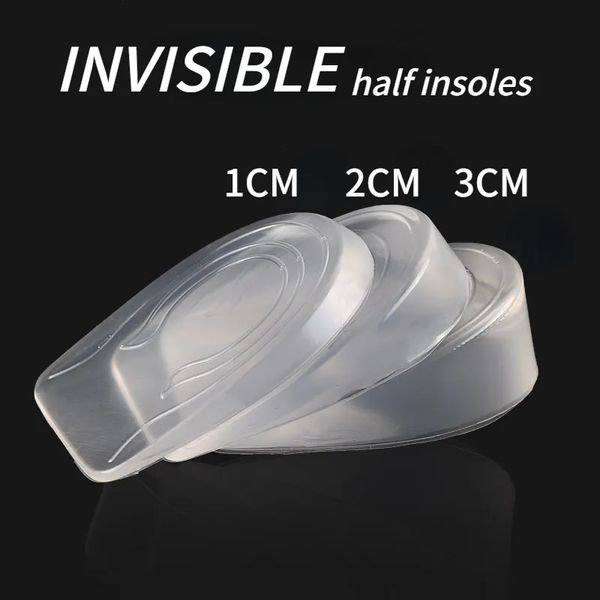 Peças de sapatos Acessórios 2 PCS Invisível Aumento de Altura Palmilhas Silicone Gel Inserções de Elevação de Calcanhar Transparente Protetor de Cuidados com os Pés Inserção Elástica 3CM 231019