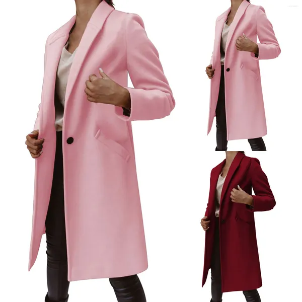Женские куртки Женские повседневные карманные офисные драпированные передние куртки-кардиганы Рабочий костюм с воротником на одной пуговице