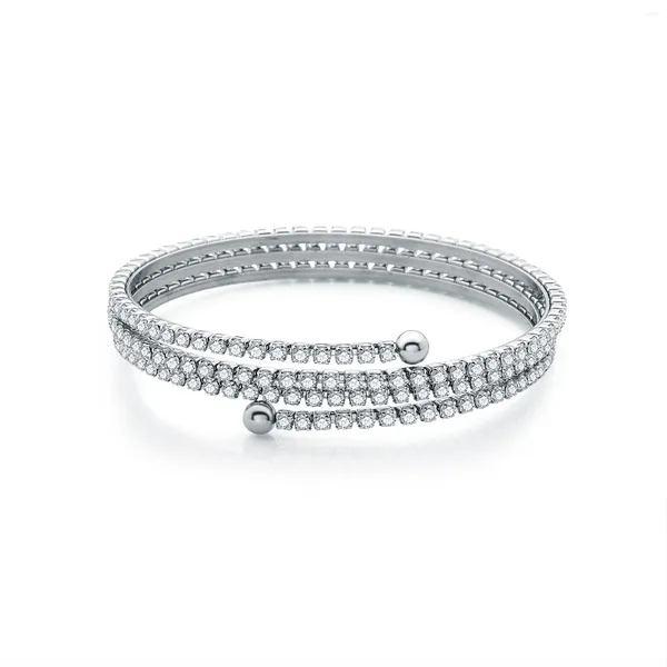 Pulseira de zircônia cúbica para mulheres strass stretch meninas corrente de tênis SilverCZ de aço inoxidável