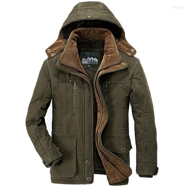 Vestes pour hommes Hommes Parkas d'hiver à capuche épaisse polaire manteau militaire col de fourrure chaud coupe-vent décontracté extérieur Parka pardessus