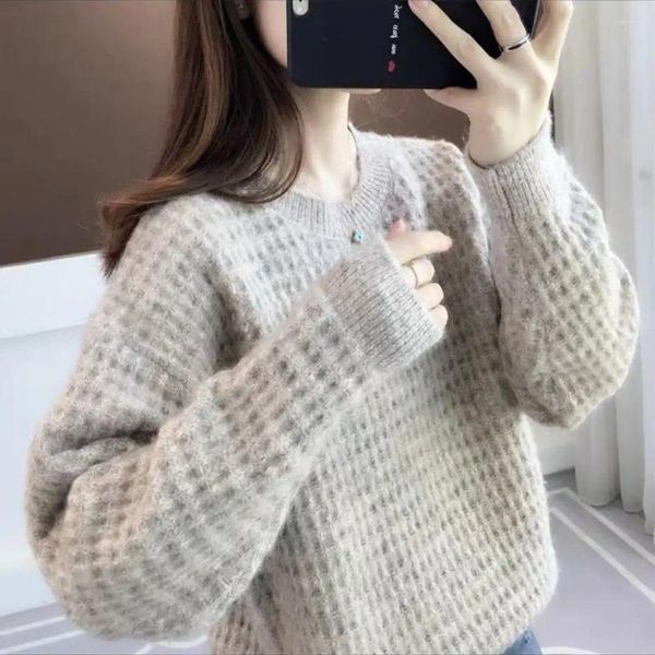 Frauen Pullover Grau Pelzigen Stricken Mädchen Dame Mantel Pullover O Kragen Pullover T-shirt Für Frauen Pull Slim Top Tuch hemd Kleidung