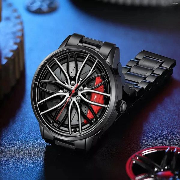 Orologi da polso da uomo Orologio da polso alla moda Orologio da bordo per auto Orologio con quadrante rotante Orologi Sportivi in acciaio inossidabile Orologio al quarzo casual