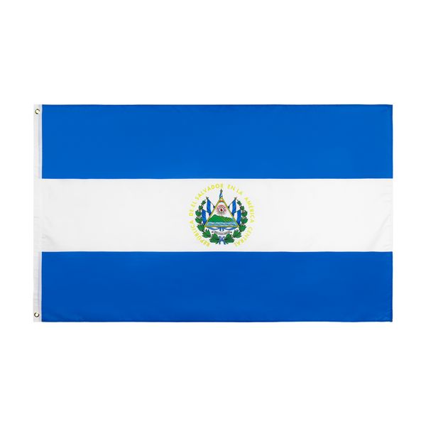 3 x 5 Fuß 90 x 150 cm salvadorianische Nationalflaggen, El Salvador-Flaggenbanner, Polyester-Banner für Innen- und Außendekoration, direkter Fabrikgroßhandel