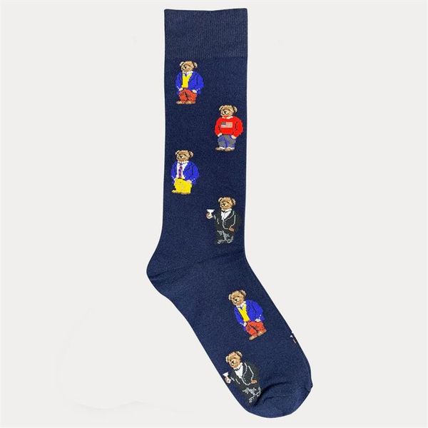 Платье-носки с гребнем медведя-поло, мужские и женские модные хлопковые носки Harajuku, милые носки до щиколотки с узором, хипстерские забавные носки для скейтборда, 252n