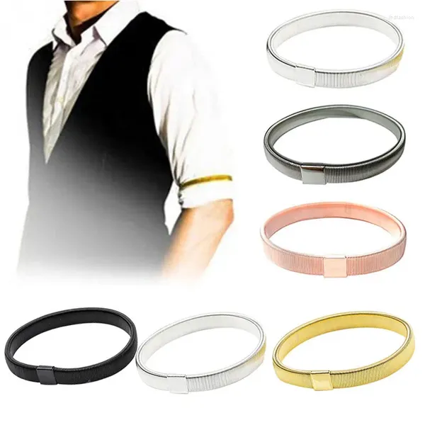 Luvas sem dedos unissex elástico manga de metal ligas moda pulseira hoop braçadeira feminino masculino elástico camisa titular antiderrapante manguito