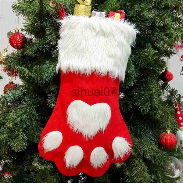 Decorazioni natalizie 1 pezzo di calze natalizie accessori per la decorazione della casa normale sacchetto regalo di Natale calzini per zampe di cane cane decorazione per albero di Natale x1019