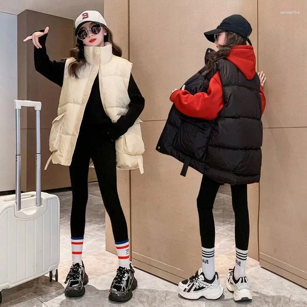 Daunenmantel koreanischen Winter Kinder Mädchen Weste Jacke verdicken Teenager warme Baumwolle hohen Kragen elementare Mode