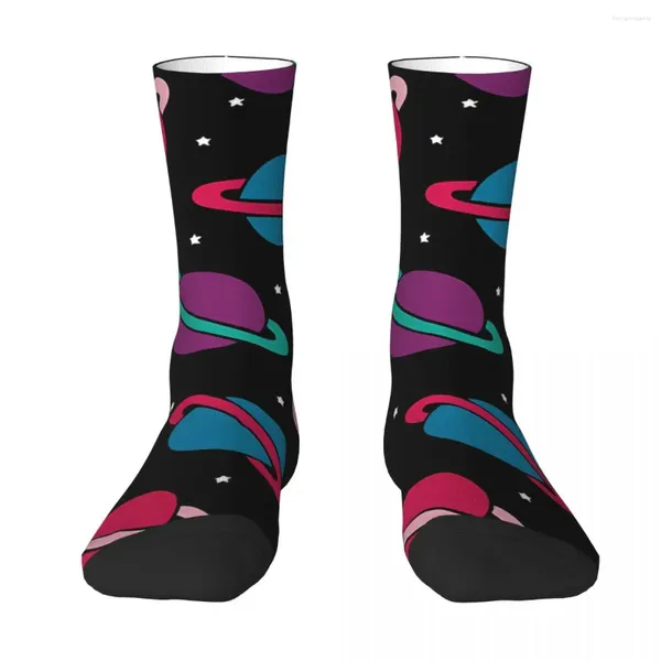 Herrensocken Neon Space Planets Muster Socke Männer Frauen Polyesterstrümpfe Anpassbares Sweetshirt