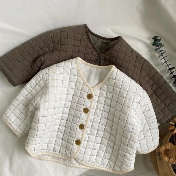 Jacken 7959 Kinder Mantel 2023 Herbst Wald Farbe Jump Line Gepresste Baumwolle Baby Mädchen Plus Jungen Jacke