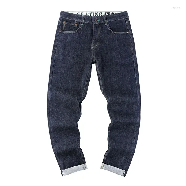 Herren-Jeans, Originalfarbe, Selvedge-Denim, für Herrenbekleidung, schwere Retro-Hose, Sammlerstück, gerade gewaschene Hose, Freizeitkleidung