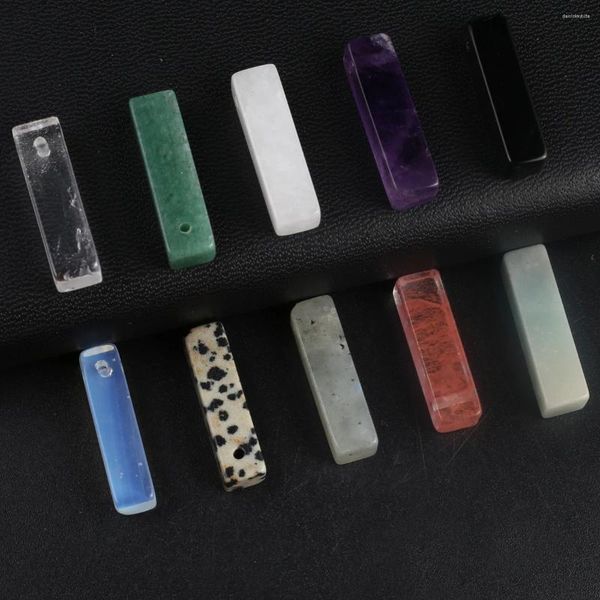 Kolye Kolyeler 5 PCS Doğal Taş Kolyeler Küp Siyah Agate Ametist Delilmiş Delik Moda Mücevher Yapımı Diy Kadın Kolye El Sanatları