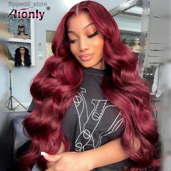 Synthetische Perücken 13x4 Glueless 99J Burgund Spitze Front Menschliches Haar Perücken Für Frauen Brasilianische Körper Welle Rot Haar spitze Perücken HD Spitze Frontal Perücken Remy Q231019