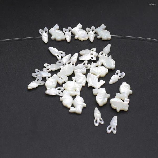 Anhänger-Halsketten, 4 Stück, natürliche weiße Muschel, niedliche kleine Karottenform, lockerer Abstand, Perlen, Schmuckherstellung, DIY-Halskette, Ohrringe