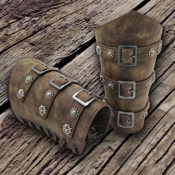 Luvas sem dedos cosplay adereços retro braçadeiras largas gravata braço manguito steampunk pulseira medieval