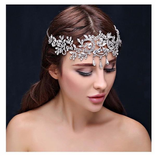 Bling Bling Bridal Hairsds Crystal Headsds Women Hair Jewelry свадебные аксессуары Crystal Tiaras Crowns Head Chain241m