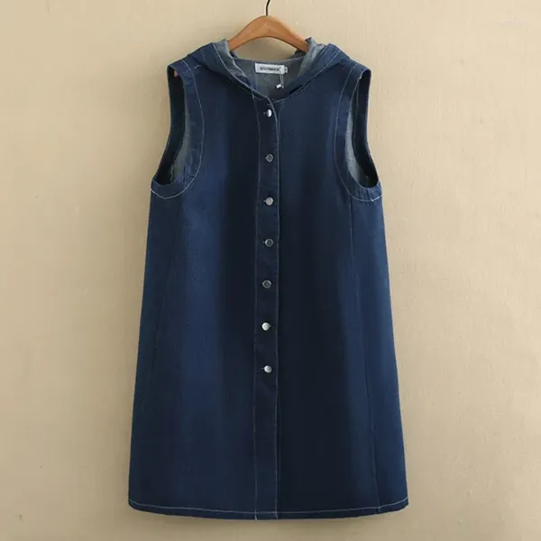 Abiti taglie forti 2023 Vestiti autunnali Abito in denim da donna Allentato di media lunghezza Casual con cappuccio A-Line Curva Vestito estivo S6 5655