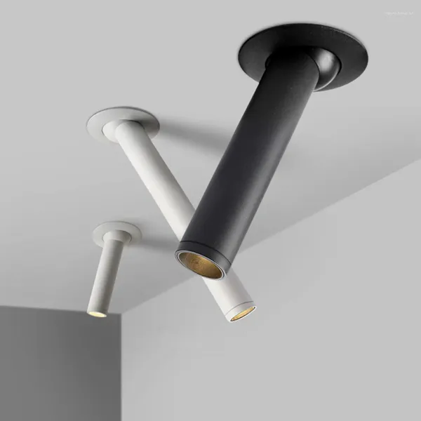 Luzes de teto preto/branco longo tubo recesso led spot lâmpada ângulo rotatable luz 12w para cozinha quarto imagem tv fundo