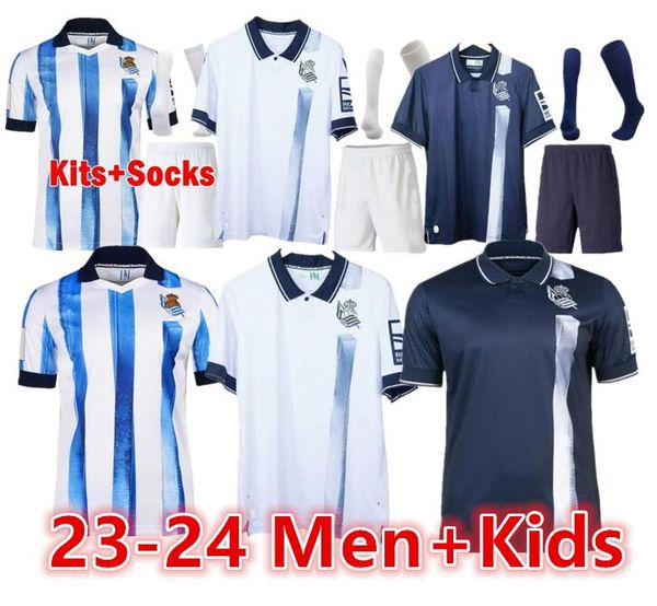 2023 2024 Maglie da calcio Real Sociedad Cho prendi kubo oyarzabal sadiq Andre Silva Zubimendi Brais Mendez Merino Le Normand Away Men and Kids 23 24 Shirt da calcio66