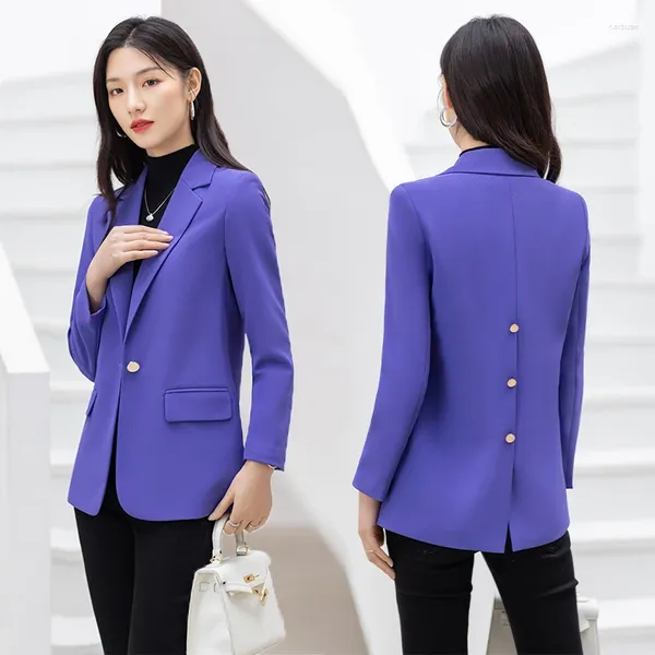 Ternos femininos tamanho grande mulheres casual blazer senhoras feminino preto roxo café manga longa único botão solto jaqueta casaco para primavera outono