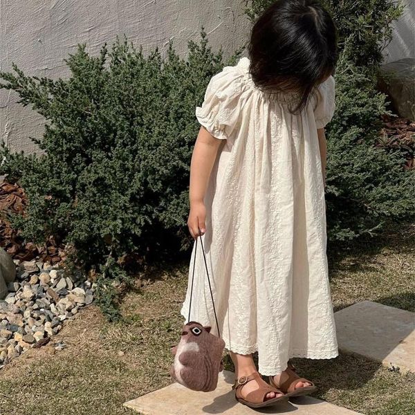 Mädchen Kleider 2023 Sommer Kleinkind Prinzessin Kleid Baumwolle Kinder Spitze Stickerei Kurzarm Baby Kleidung