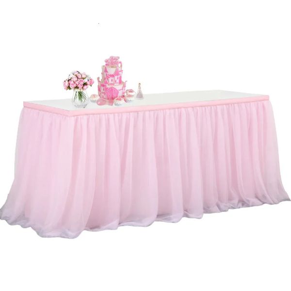 Decorazioni natalizie Gonna da tavolo in tulle rosa da 1,8 m per tavoli rettangolari o rotondi Gonna da tavolo con unicorno in salice riccio arcobaleno per decorazioni per compleanno baby shower 231019