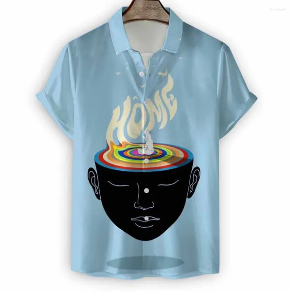 Camisas casuais masculinas moda camisa abstrata arte padrão 3d impresso manga curta camiseta topos blusa de grandes dimensões roupas soltas