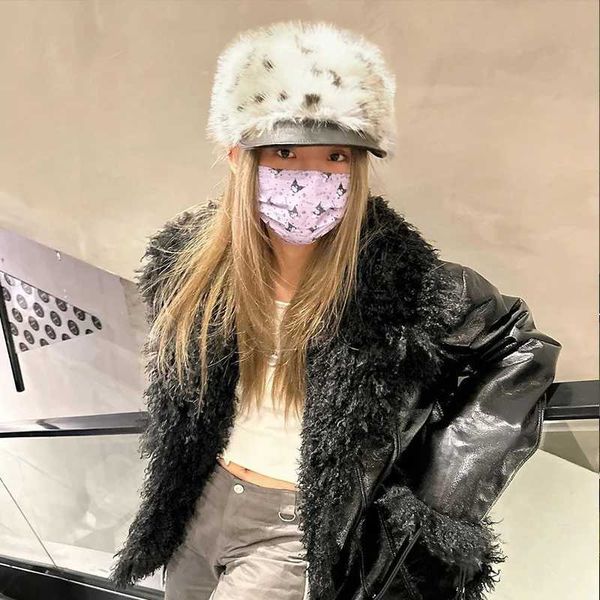 Inverno quente novo chapéu falso newsboy bonés mulheres pele artista coreano leopardo retro acessórios y2k menina masculino boné 230920