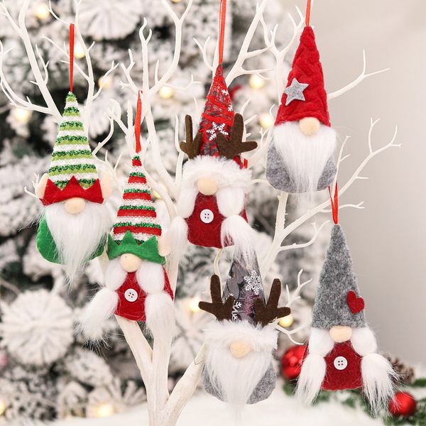 Novos suprimentos de natal chapéu elfo casal boneca veado chifre boneca sem rosto árvore de natal decoração acessórios