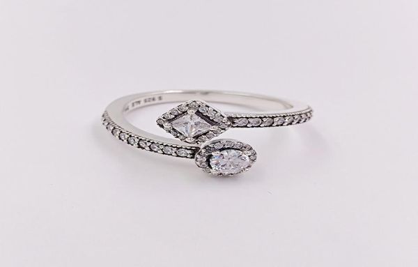 Bant halkaları soyut zarafet net cz 925 STERLING Gümüş Ringsfits Avrupa Tarzı Takı Andy Jewel 191031CZ4738308