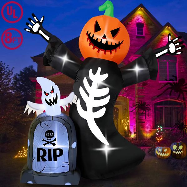 Outros suprimentos para festas festivas OurWarm Halloween esqueleto de abóbora inflável lápide fantasma ao ar livre casa assombrada quintal assustador prop festa decoração de férias 231019