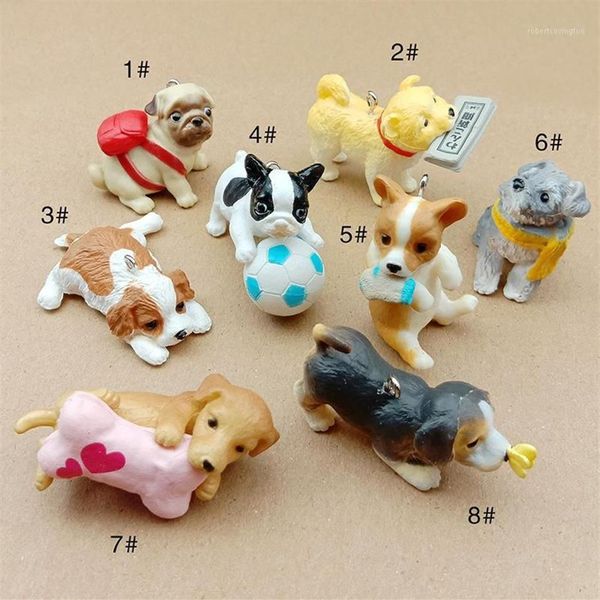 Encantos 30-50mm moda artesanato animal jóias resina 3d cão de estimação filhote de cachorro para chaveiro fazendo pingentes pendurados artesanal diy material1203t