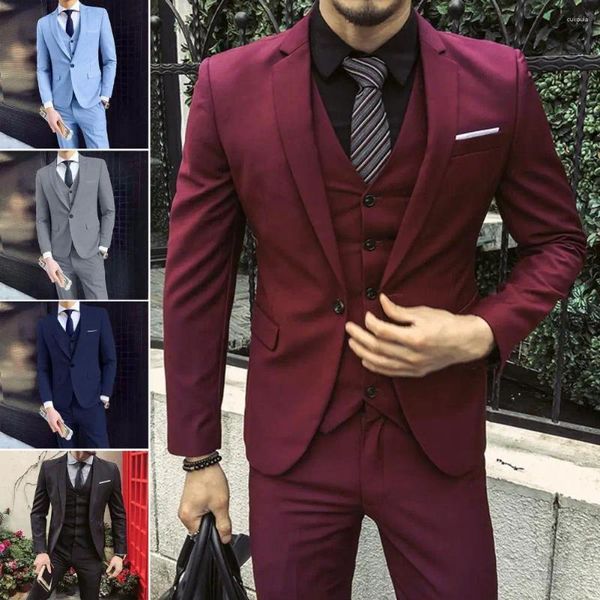 Ternos masculinos anti-rugas terno masculino premium conjunto de casamento formal estilo de negócios fino ajuste casaco calças colete sedoso suave