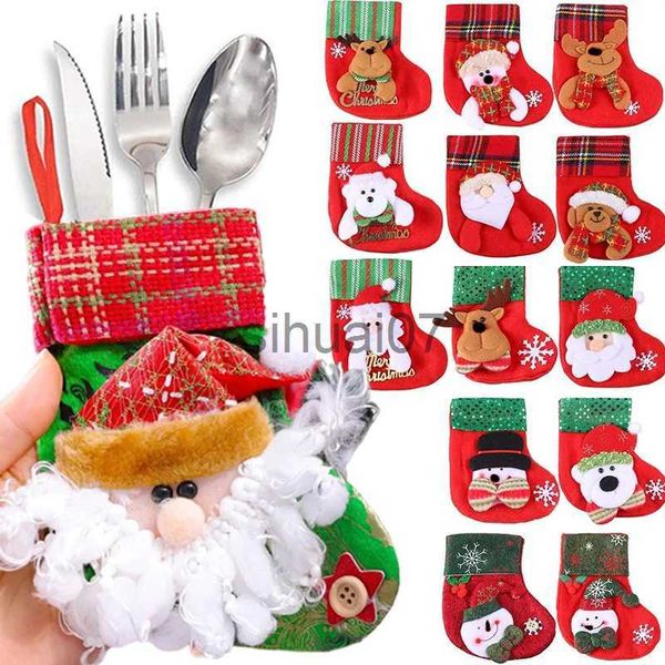 Decorações de Natal Mini meias de Natal Decorações de árvore de Natal pingentes botas pequenas sacos de doces infantis de Ano Novo Meias de presente de Papai Noel x1019 x1020