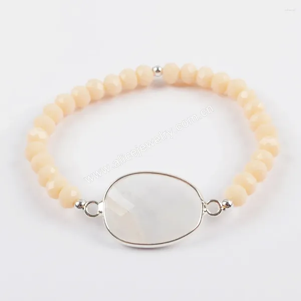 Strand banhado a prata cristal branco pedra charme pulseira na mão bohemia bege contas corrente pulseiras para mulheres yoga jóias presente