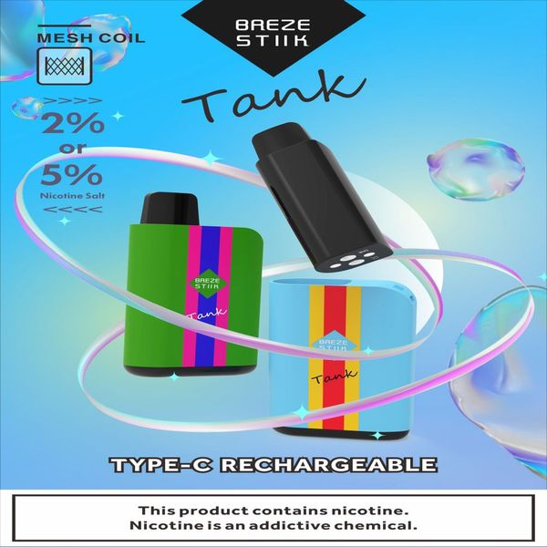 100 % SUPERIA Einweg-E-Zigaretten, BREZE STIIK-Tank, bis zu 2000 Züge, austauschbarer Pod, Typ C, 650 mAh, 6 ml, 18 Farben