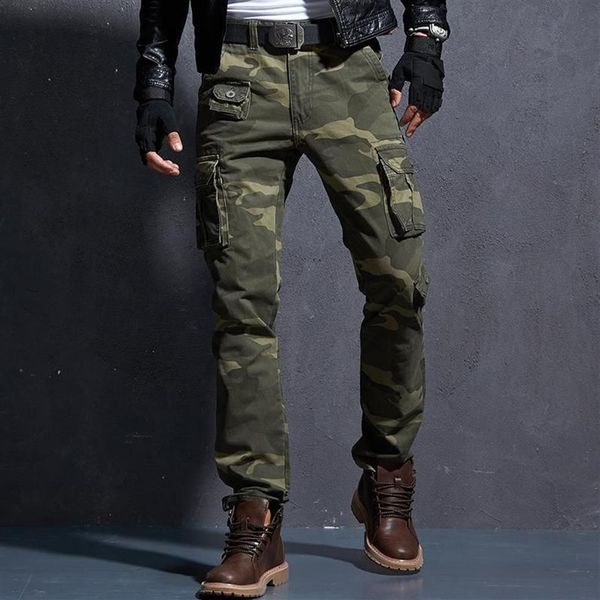 Pantaloni da uomo 2021 Casual Uomo Tattico Militare Pantalon Camouflage Homme Slim Fit Cargo Homber Modis Nero Uomo Pantaloni Male231s