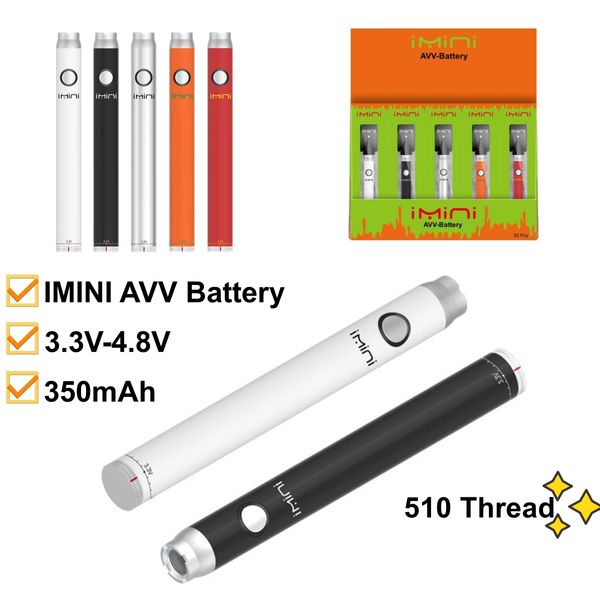 Original Imini 350mAh Tensão Variável Pré-aquecimento Bateria Inferior E Cigarro Pré-aqueça Bateria 510 Thread para Cartuchos Vape de Óleo Grosso