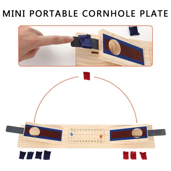 Andere Spielzeuge Klassisches Cornhole-Set, tragbare Mini-Maislochbretter und 8 Sitzsäcke, Tisch-Wurfspiel für Outdoor-Indoor-Kinder, Erwachsene, Familienspaß 231019