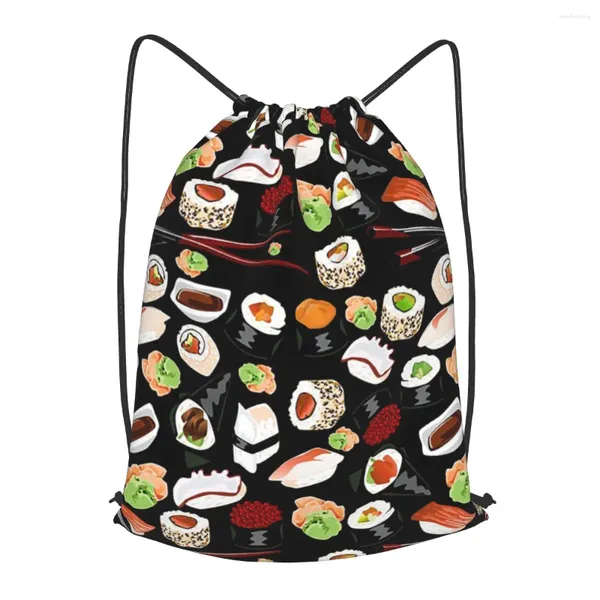 Einkaufstaschen Yummy Sushi Muster Kordelzug Rucksack Männer Gym Workout Fitness Sporttasche gebündelt Yoga für Frauen