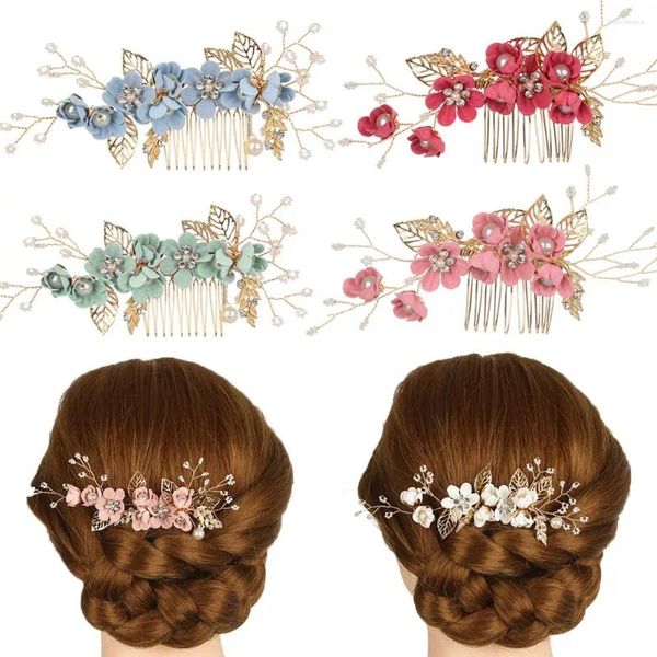 Grampos de cabelo lindas joias de dama de honra, coroa de cristal, folhas, tiara, pentes de noiva, alfinete de flores