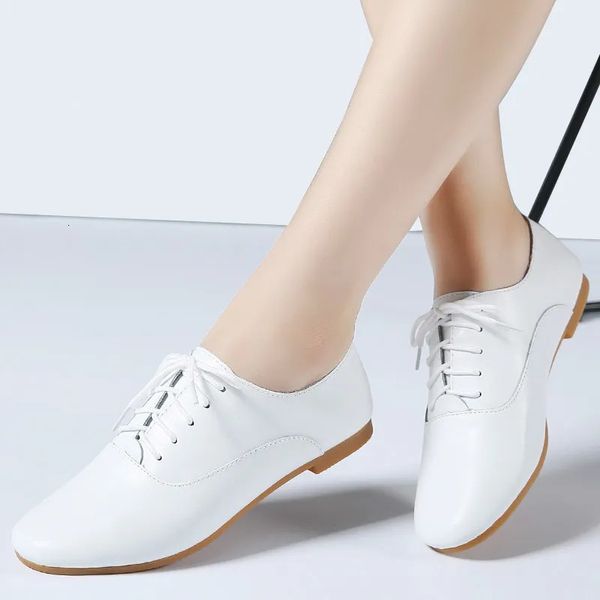 Abendschuhe Herbst Damen Oxford-Schuhe Ballerinas Schuhe Damen Echtlederschuhe Mokassins Schnürhalbschuhe weiße Schuhe 231018