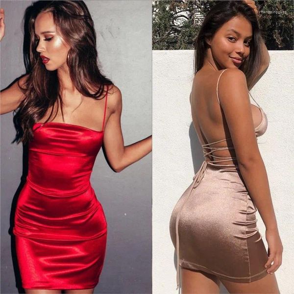 Casual Dresses Sexy High Waist Strap Kleid Sommer Enges Y2K Mini Hip Deep Low Cut Tube Top Sling Vielseitiger rückenfreier Nachtclub