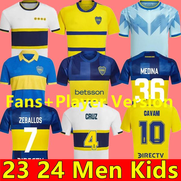 23 24 Boca Juniors Cavani Soccer Maglie Janson Zeballos 2023 2024 Benedetto Maradona Medina Varela Janson Tevez Terza Speciale Shirt White Shirt White Kit Kit Kit