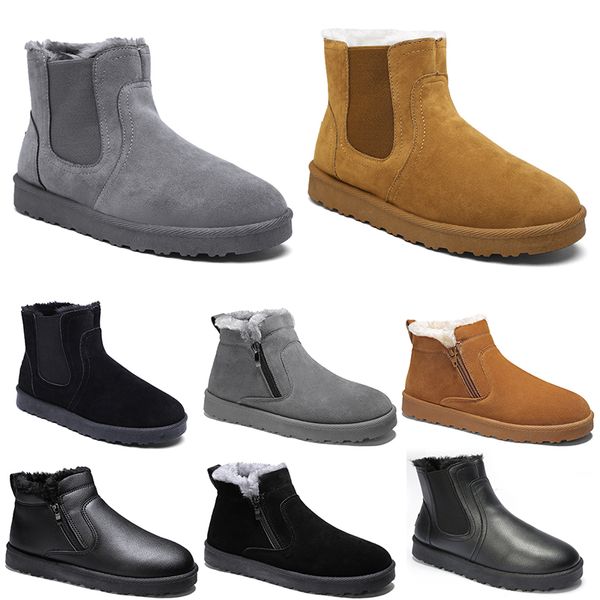 Botas de algodão sem marca, sapatos de cano médio masculinos e femininos, marrom, preto, tendência da moda, sapato de neve para inverno ao ar livre