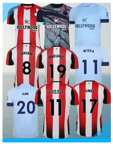 23-24 Brentfords Home Soccer Jerseys 2023 2024 Away HICKEY HENRY JENSEN SCHADE TONEY DASILVA NORGAARD MBEUMO JANELT camisas de futebol homens crianças kit