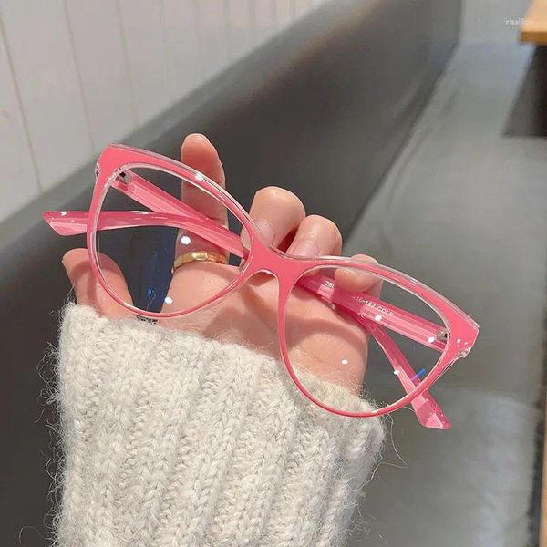 Sonnenbrillenrahmen Mode Rosa Rahmen Klare Katzenaugenbrille Elegante Frauen Anti Blaues Licht Optische Brillen Dekorative Fälschung