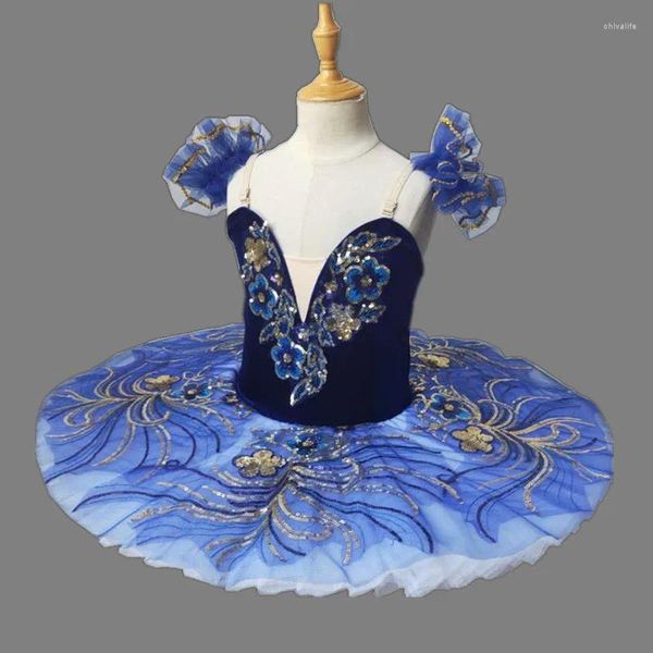 Stage Wear Tutu di balletto professionale per ballerina rosa blu per ragazze Bambini Costume da spettacolo per donna Lago dei cigni per adulti