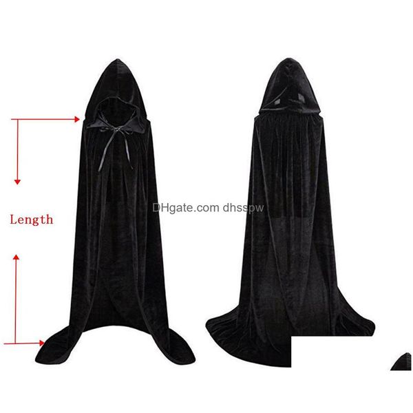 Abbigliamento scenico Mantelli di Halloween Mantello con cappuccio gotico Mantelle adt Veste Donna Uomo Vampiri Grim Reaper Party Consegna di goccia