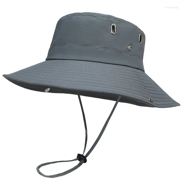 Berretti Berretti da pescatore estivi traspiranti per donna Uomo Protezione UV esterna Berretto da sole a tesa larga Cappello da pesca da trekking Maschile Panama Secchio