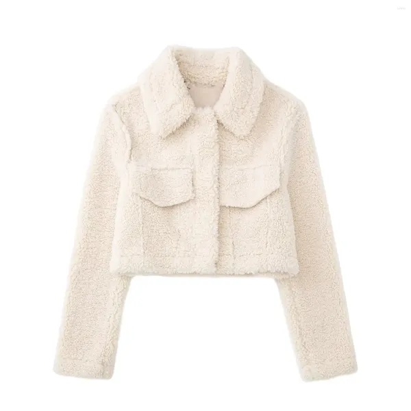 Giacche da donna Cappotto in pelliccia sintetica Autunno 2023 Prodotto per giacca corta spazzolata con decorazione tascabile casual urbana